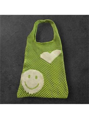 Crochet Tote Bag with Smiley and Heart